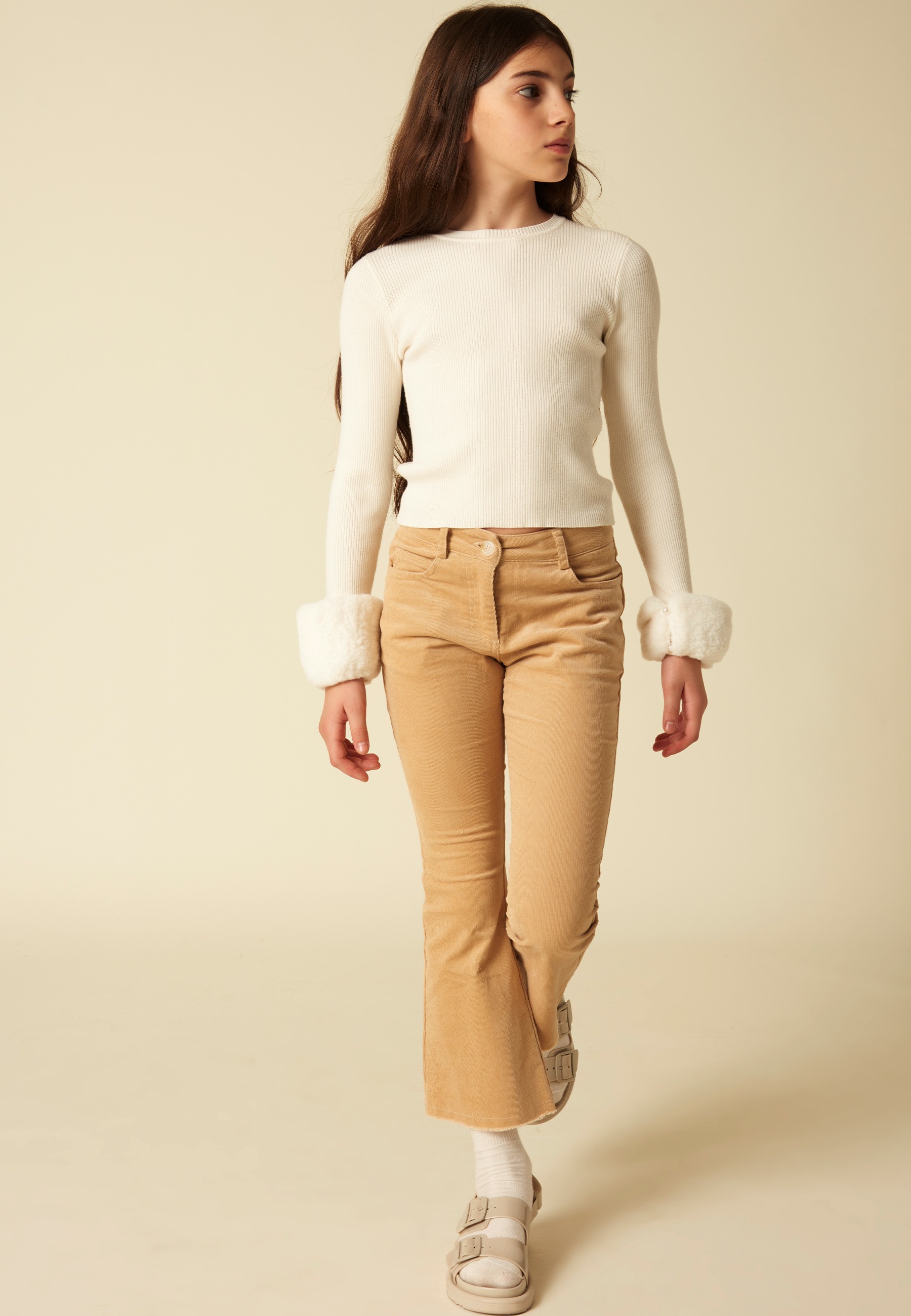 Pantalone a zampa Taglia S Colore Beige